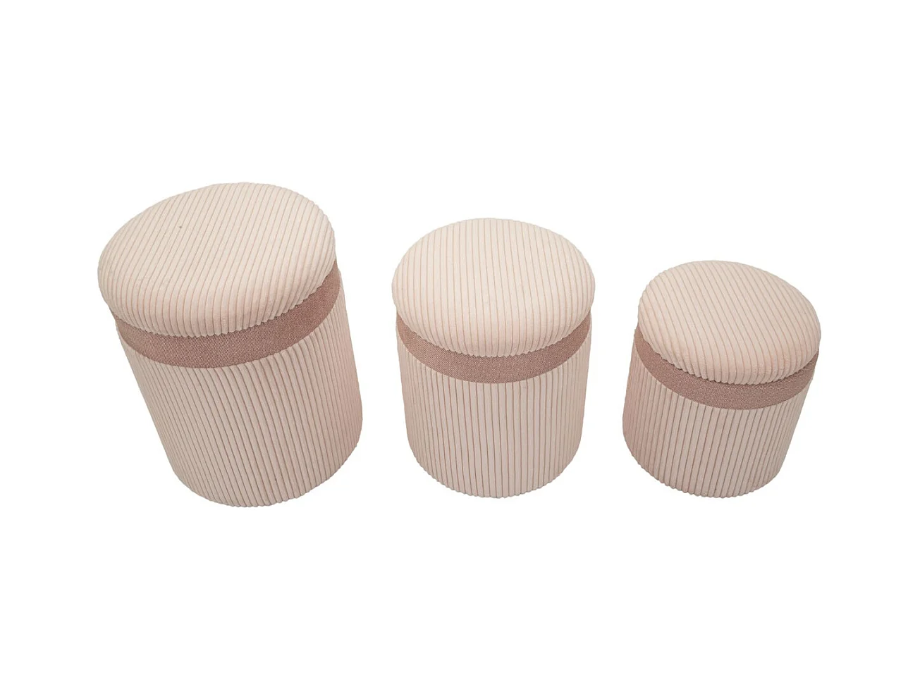 Lot de 3 Poufs MF769, Rose, 40,5x40,5x49,5 cm, Seven Design
