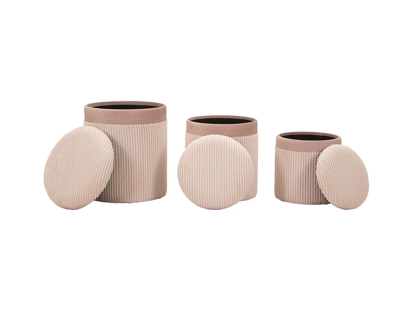 Lot de 3 Poufs MF769, Rose, 40,5x40,5x49,5 cm, Seven Design