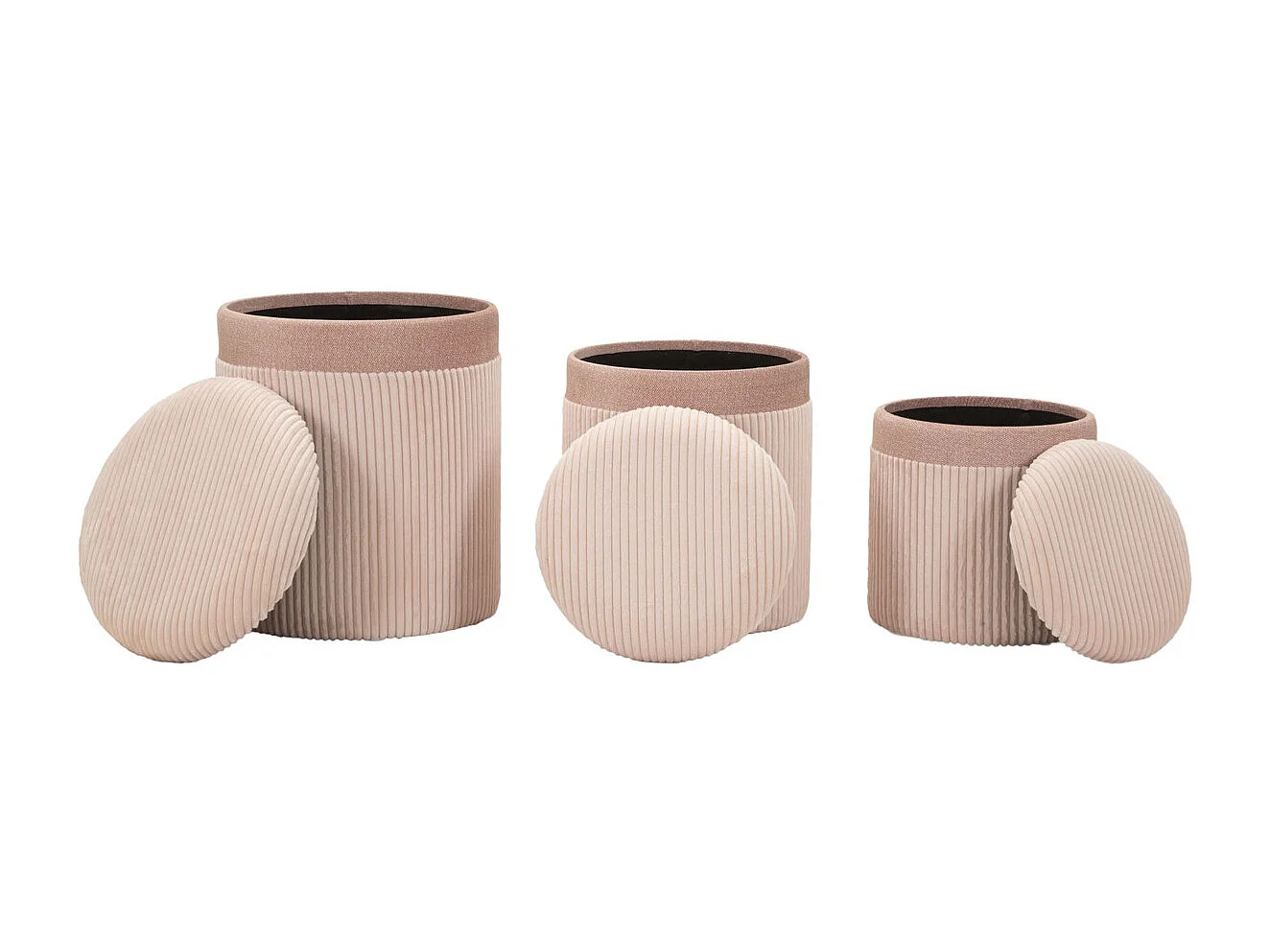 Zestaw 3 Pufami MF769, Różowy, 40,5x40,5x49,5 cm, Seven Design