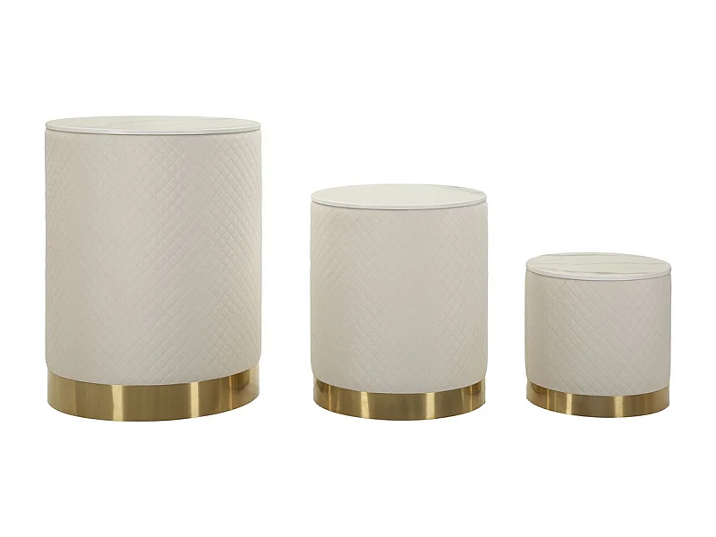 Set van 3 Poefs MF770, Beige, 60x60x80 cm, Epikasa