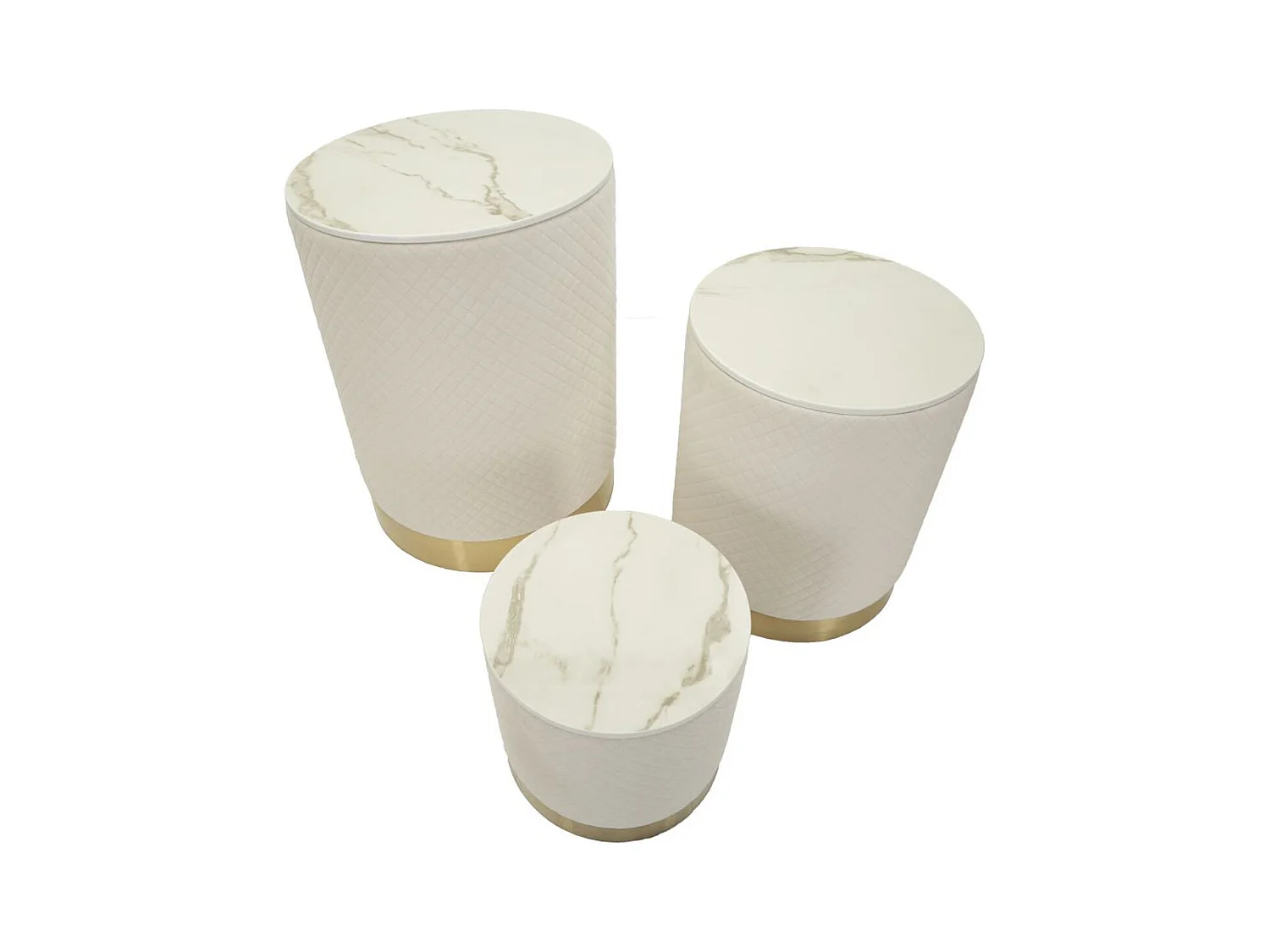 Set van 3 Poefs MF770, Beige, 60x60x80 cm, Epikasa