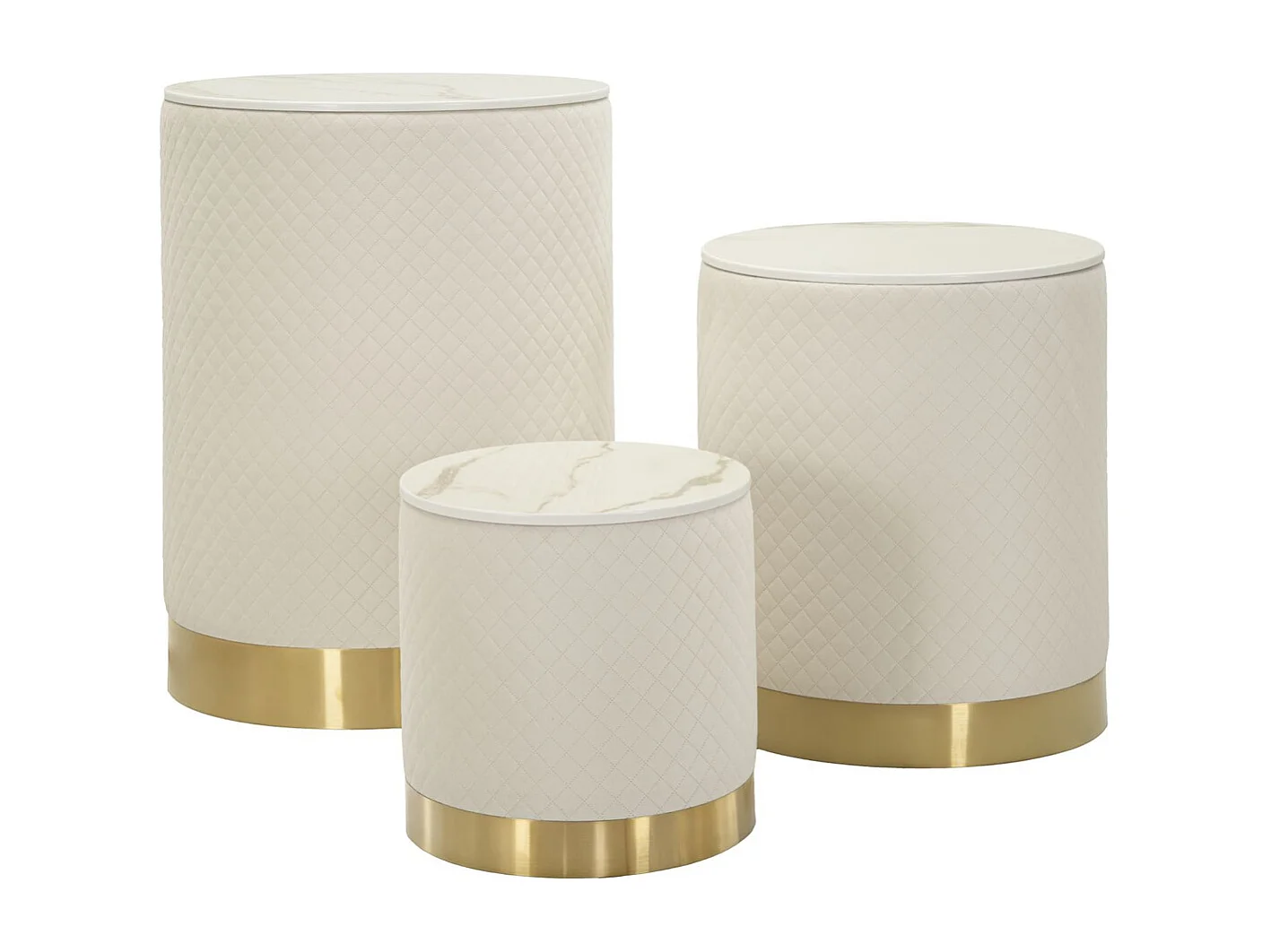 Zestaw 3 Pufami MF770, Beżowy, 60x60x80 cm, Seven Design