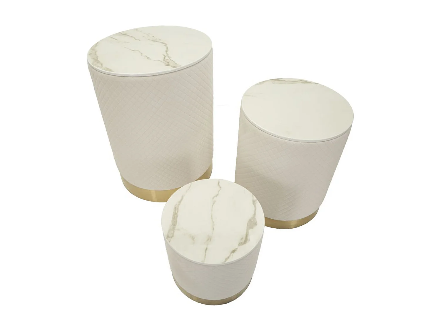 Zestaw 3 Pufami MF770, Beżowy, 60x60x80 cm, Seven Design