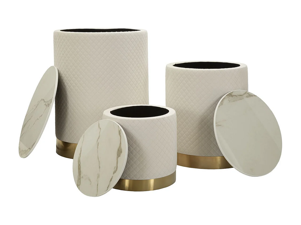 Zestaw 3 Pufami MF770, Beżowy, 60x60x80 cm, Seven Design