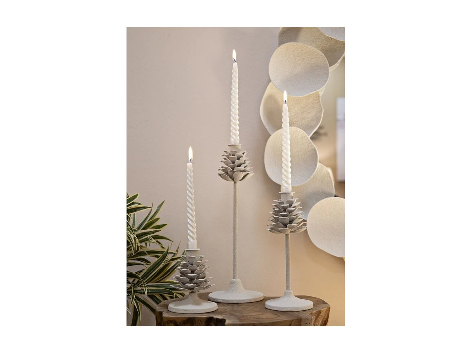 Bougeoir MF741, Beige, 11,5x11,5x33,5 cm, Seven Design