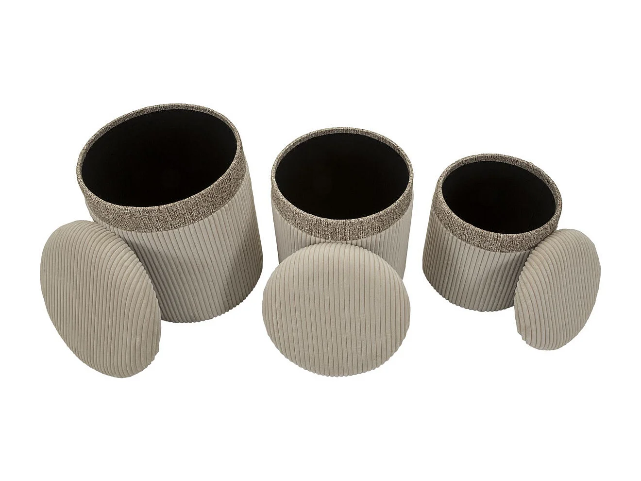 Zestaw 3 Pufami MF768, Beżowy, 40,5x40,5x49,5 cm, Seven Design