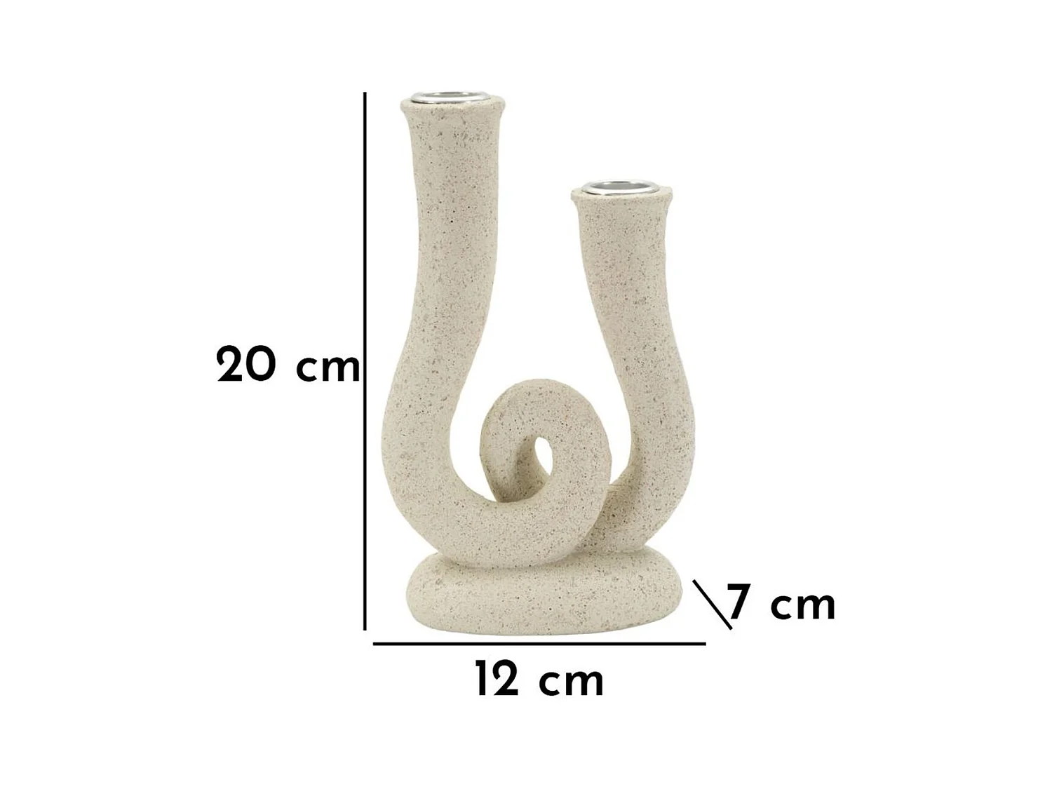 Bougeoir MF746, Beige, 12x7x20 cm, Seven Design