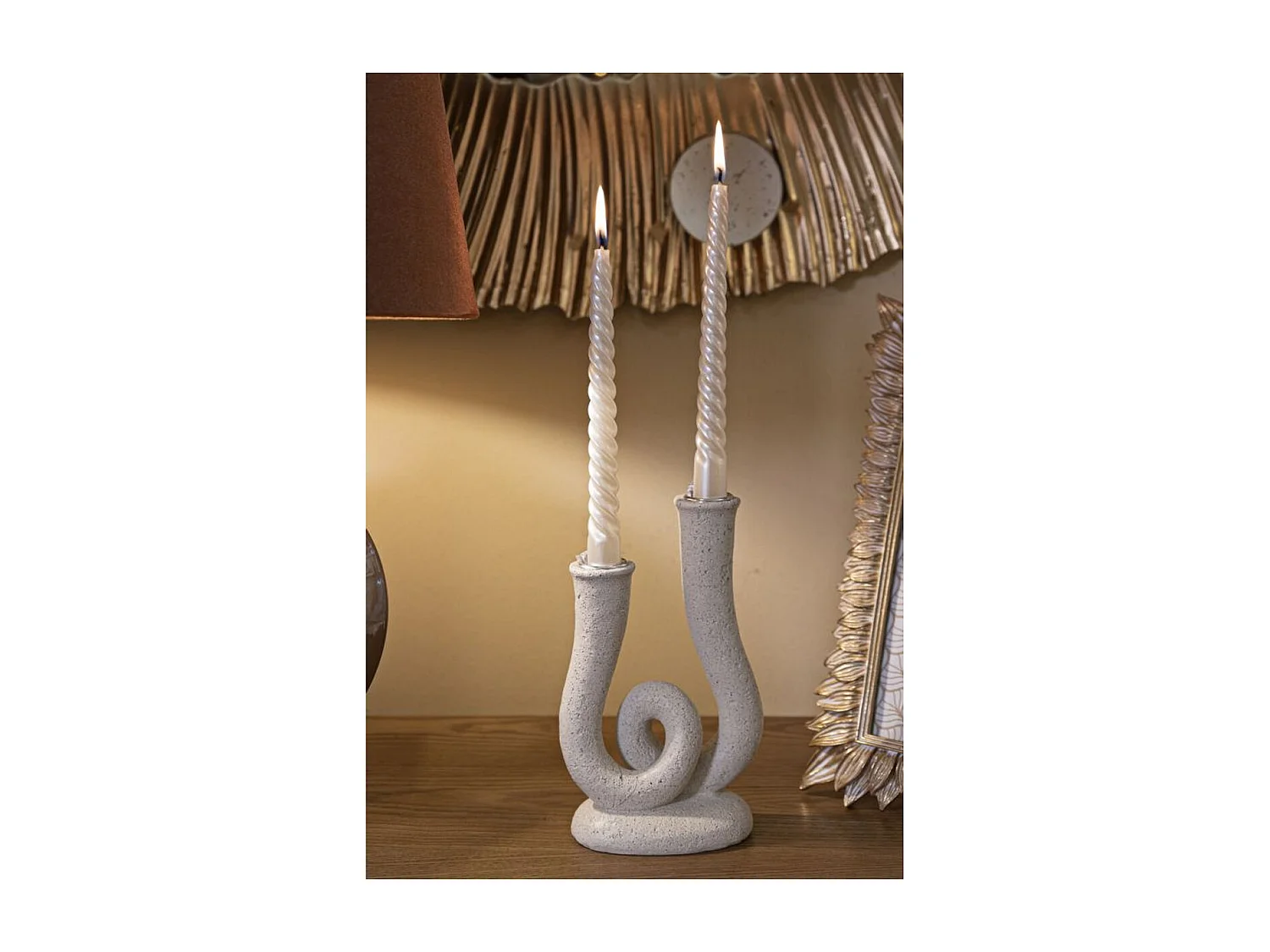 Świecznik MF746, Beżowy, 12x7x20 cm, Seven Design