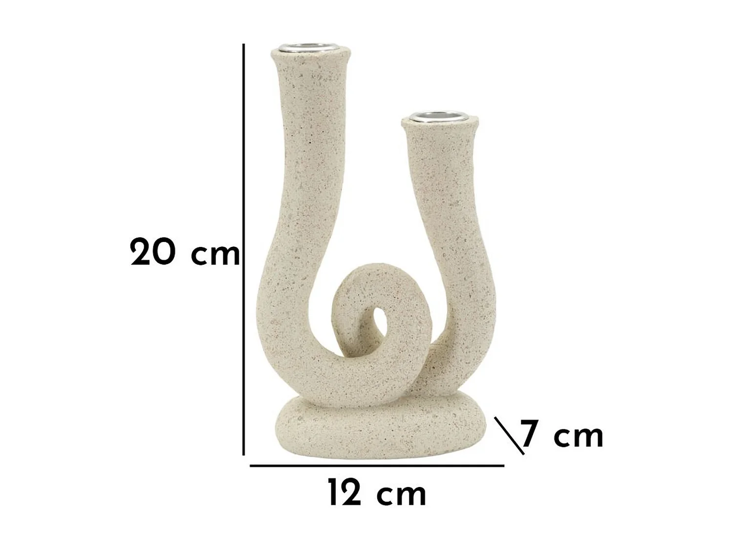 Świecznik MF746, Beżowy, 12x7x20 cm, Seven Design