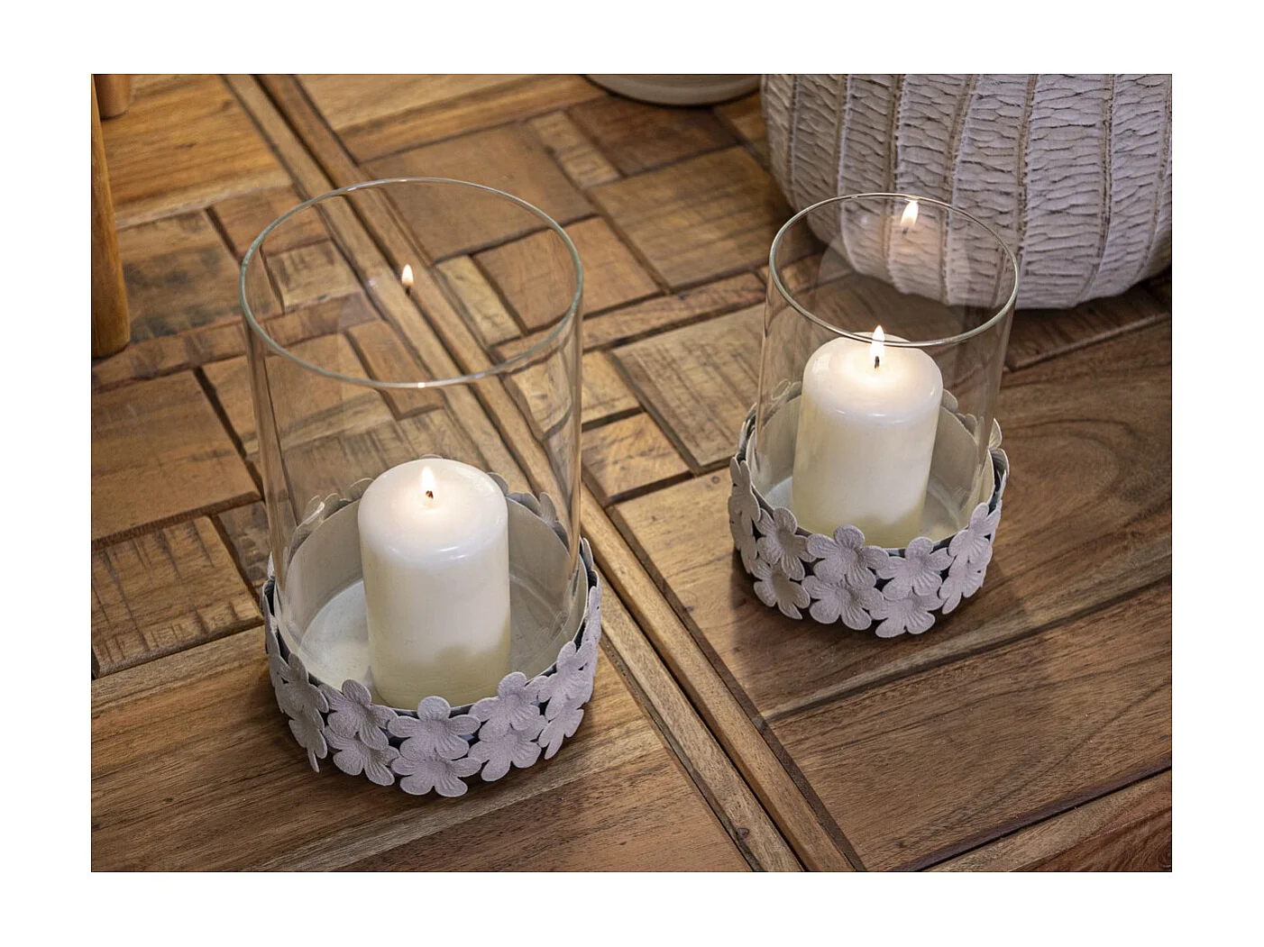 Świecznik MF749, Beżowy, 12x12x16 cm, Seven Design