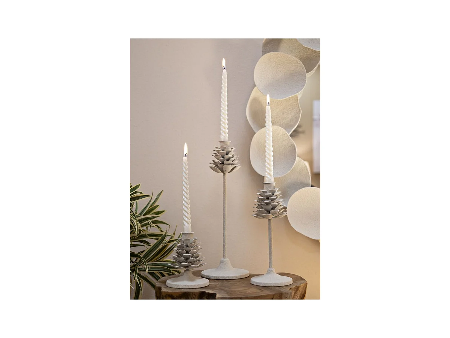 Bougeoir MF745, Beige, 9,5x9,5x22,5 cm, Seven Design