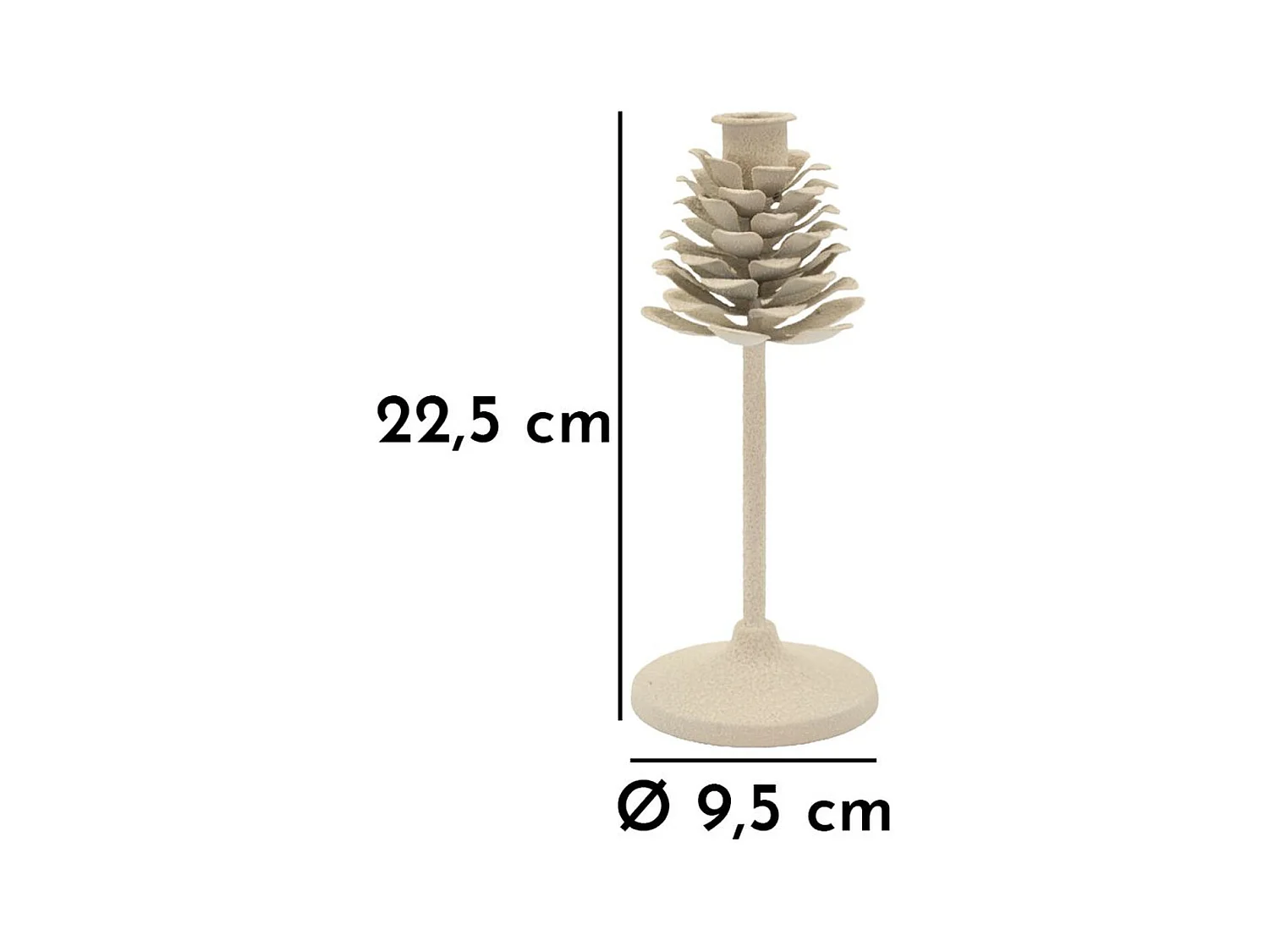 Bougeoir MF745, Beige, 9,5x9,5x22,5 cm, Seven Design