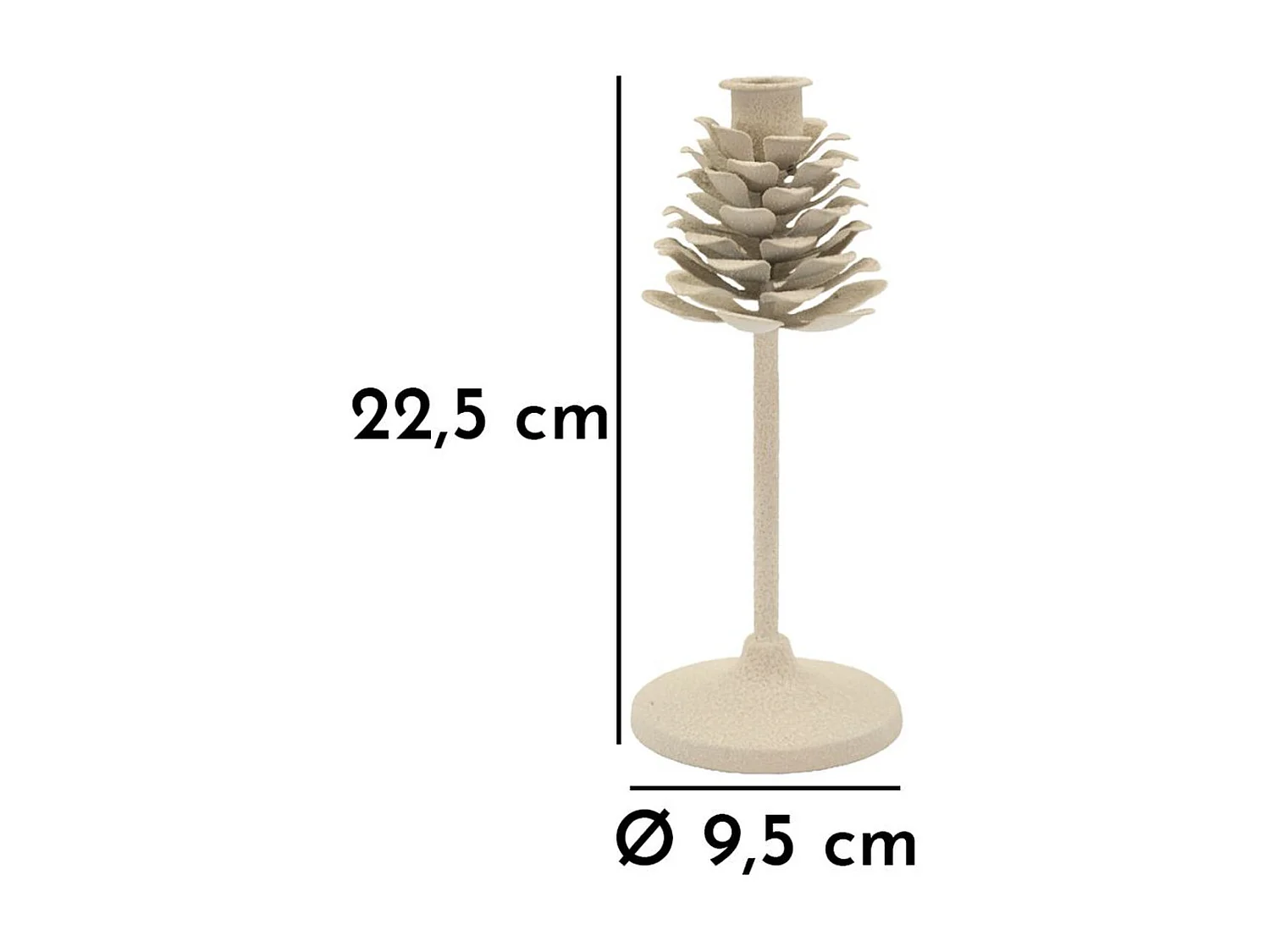 Bougeoir MF745, Beige, 9,5x9,5x22,5 cm, Seven Design