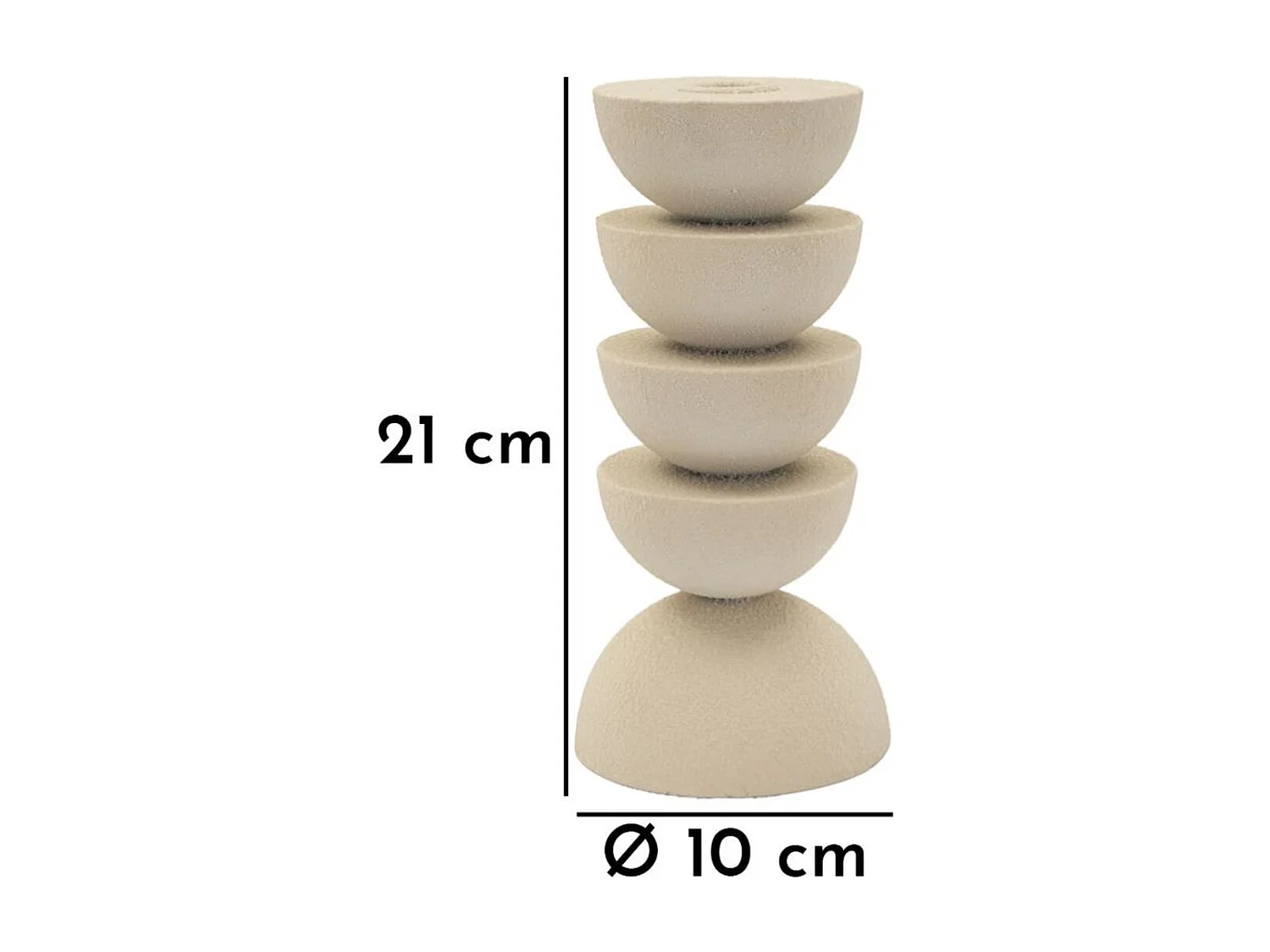 Bougeoir MF740, Beige, 10x10x21 cm, Seven Design