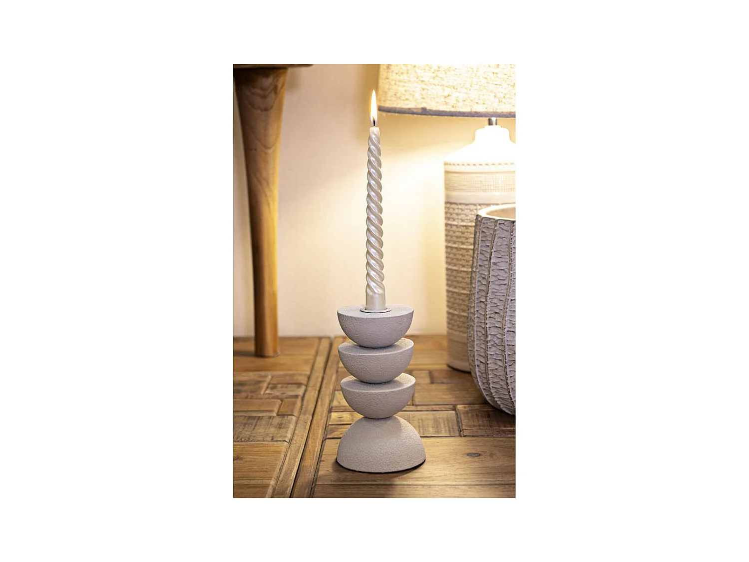 Portacandela MF742, Beige, 9x9x15 cm, Seven Design