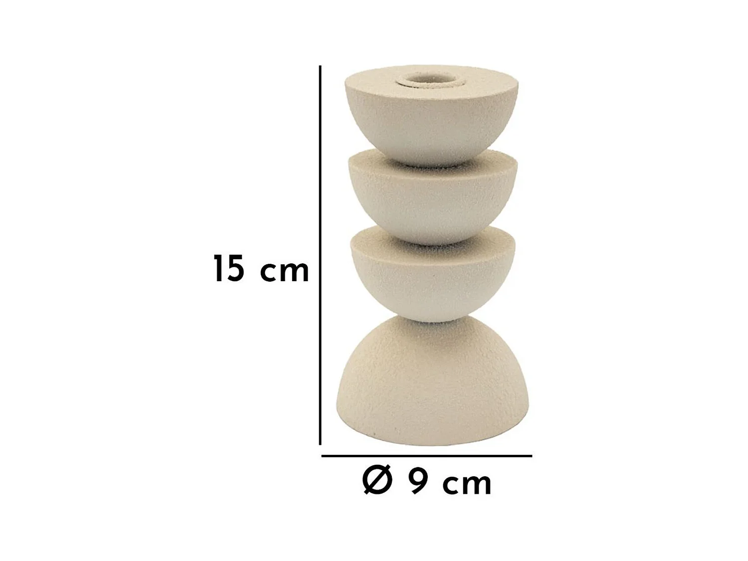 Portacandela MF742, Beige, 9x9x15 cm, Seven Design