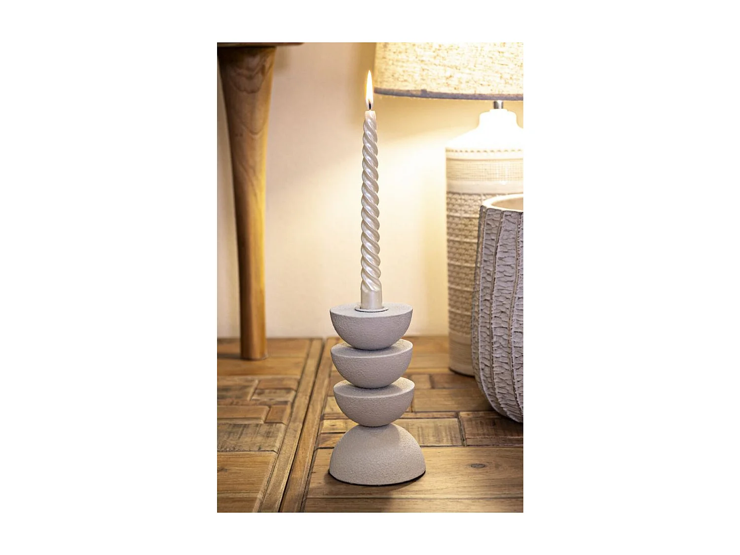 Portacandela MF742, Beige, 9x9x15 cm, Seven Design