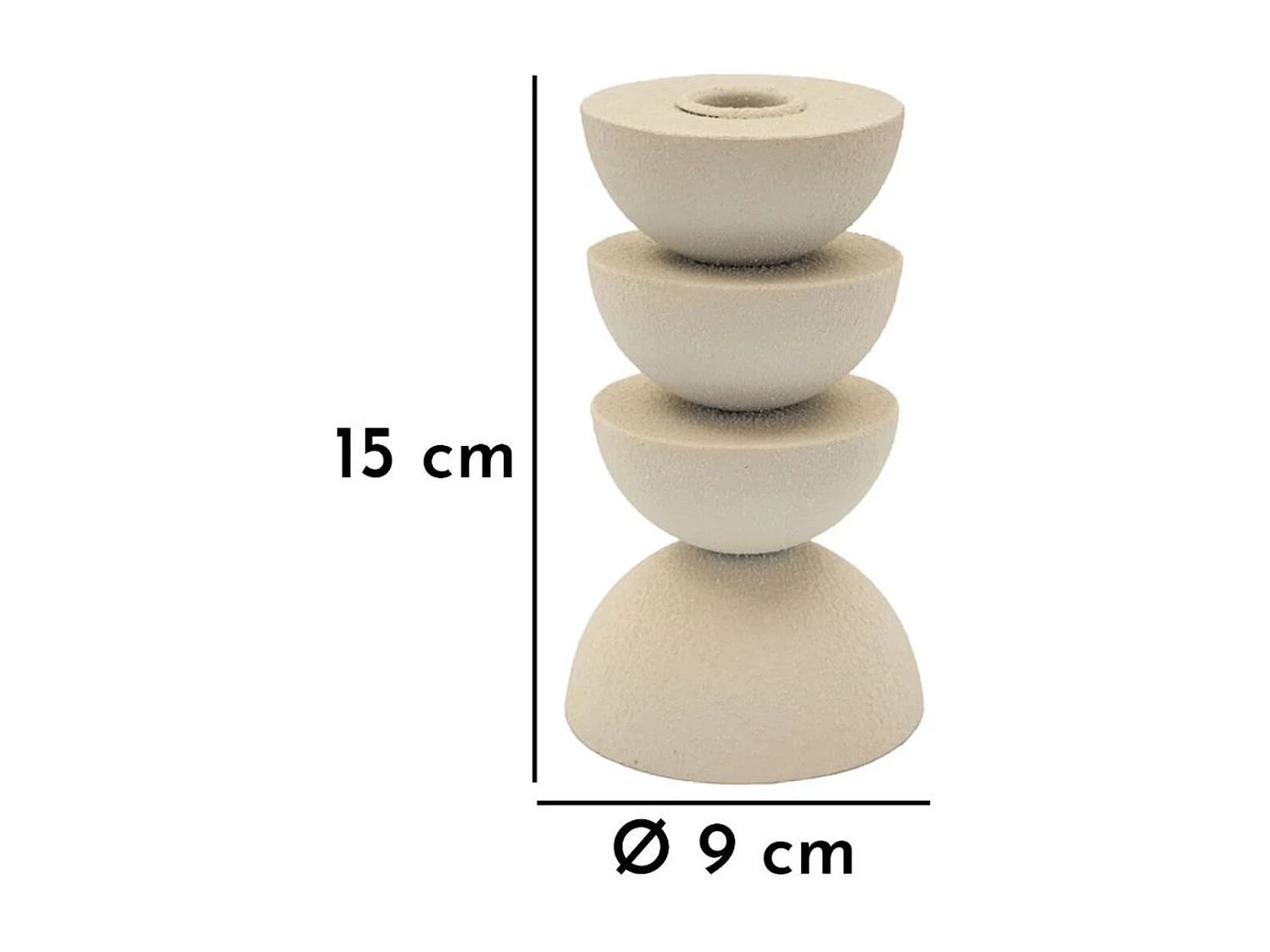 Portacandela MF742, Beige, 9x9x15 cm, Seven Design