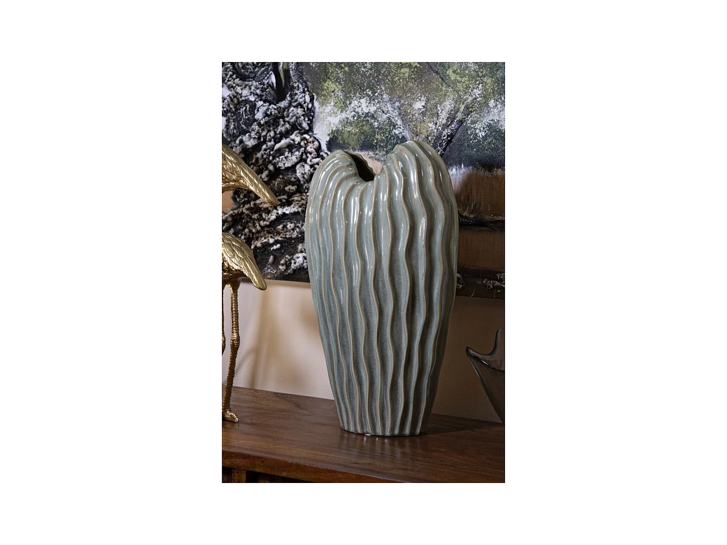 Vase Décoratif MF822, Vert, 27x14x46,5 cm, Seven Design