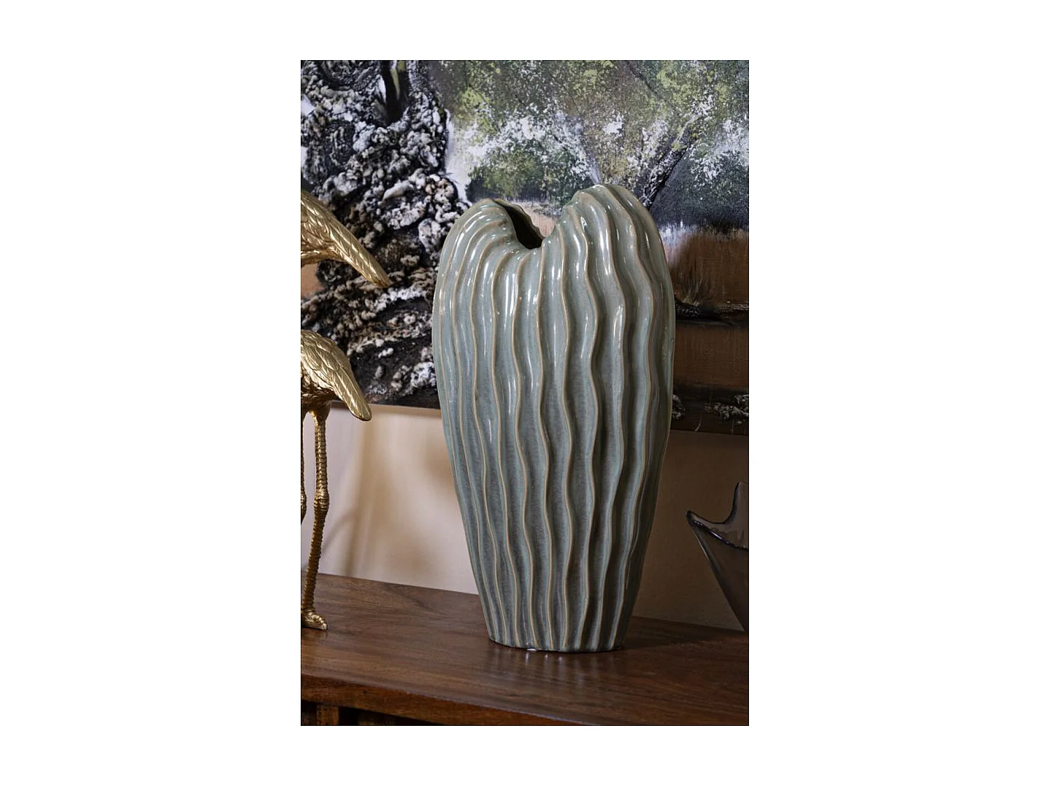 Wazon Dekoracyjny MF822, Zielony, 27x14x46,5 cm, Seven Design