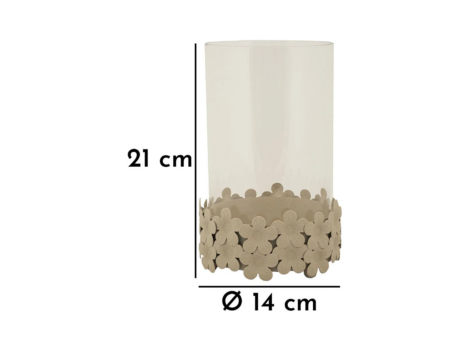 Bougeoir MF744, Beige, 14x14x21 cm, Seven Design