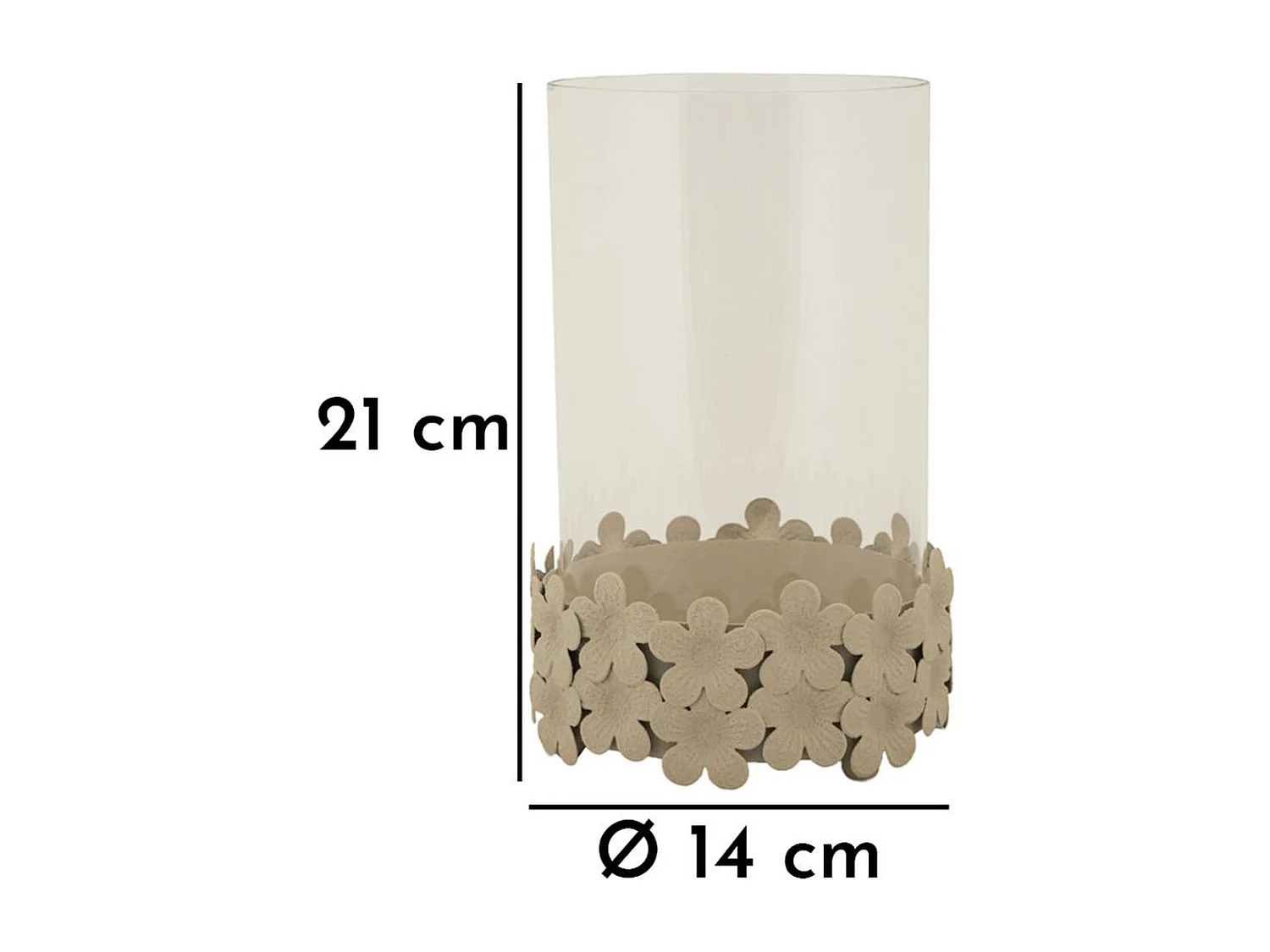 Świecznik MF744, Beżowy, 14x14x21 cm, Seven Design