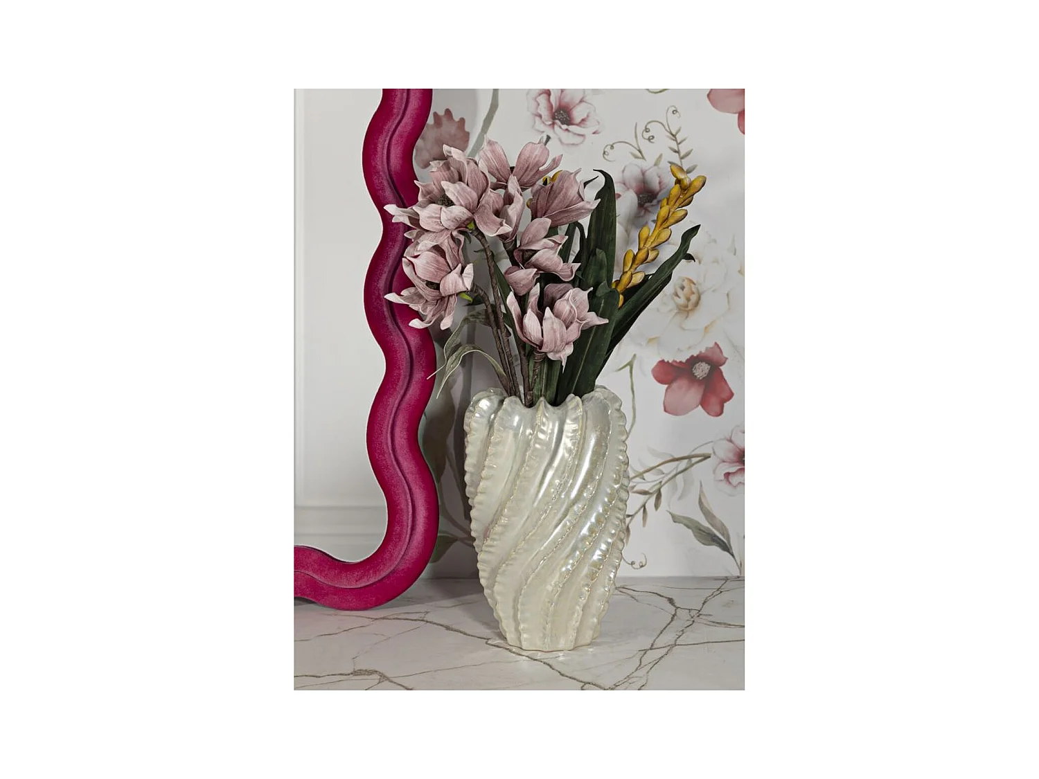 Decoratieve Vaas MF812, Wit, 30x30x48 cm, Seven Design