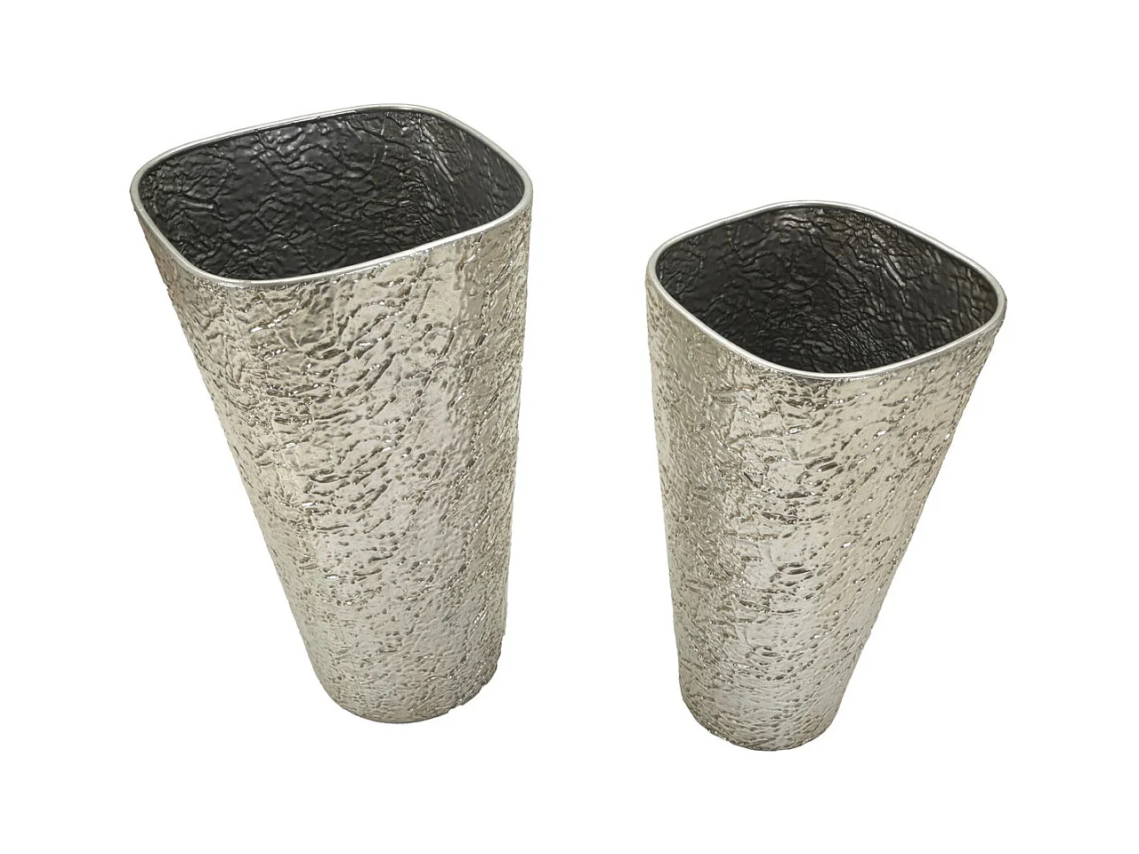 Lot de 3 Pots Décoratifs MF774, Argent, 41x41x80,5 cm, Seven Design