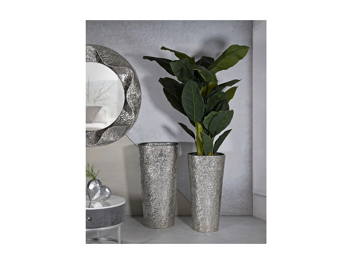 Set van 3 Decoratieve Potten MF774, Zilver, 41x41x80,5 cm, Seven Design