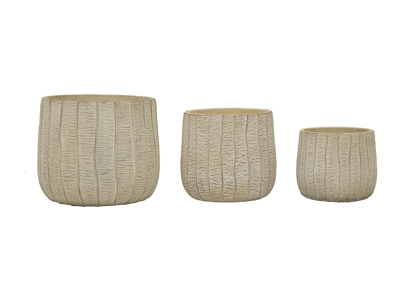 Lot de 3 Pots Décoratifs MF773, Beige, 30,5x30,5x27 cm, Seven Design