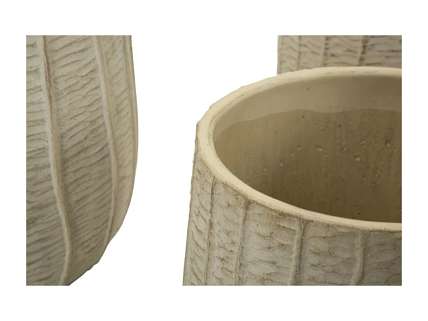 Lot de 3 Pots Décoratifs MF773, Beige, 30,5x30,5x27 cm, Seven Design