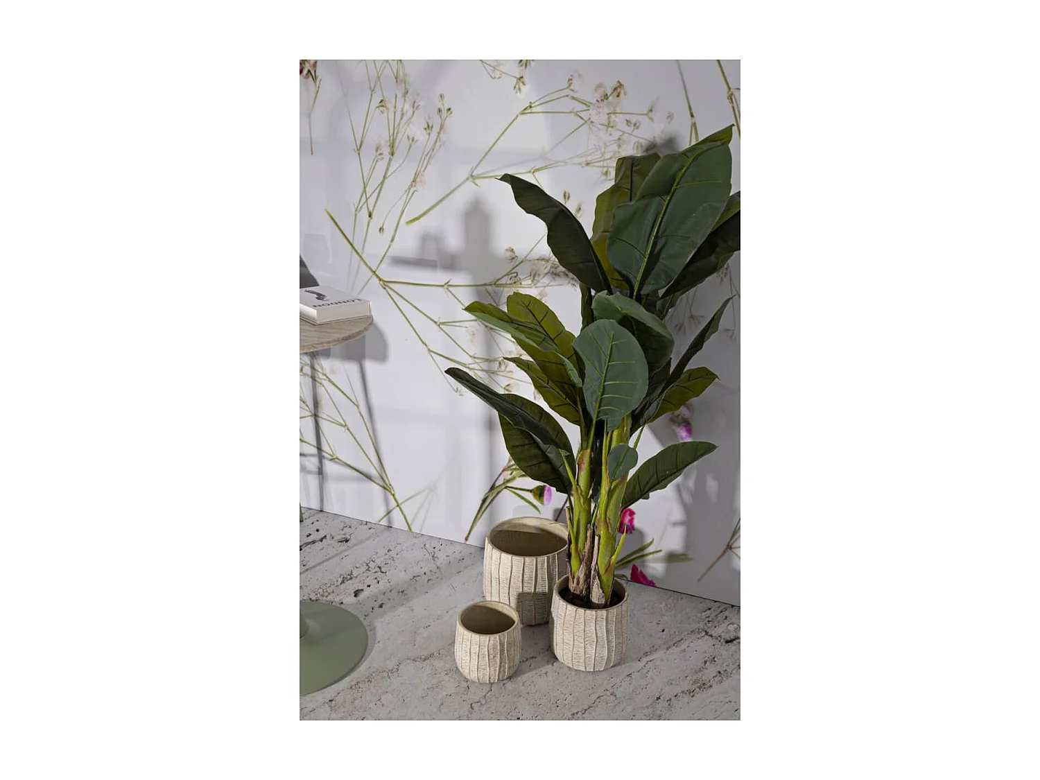 Lot de 3 Pots Décoratifs MF773, Beige, 30,5x30,5x27 cm, Seven Design