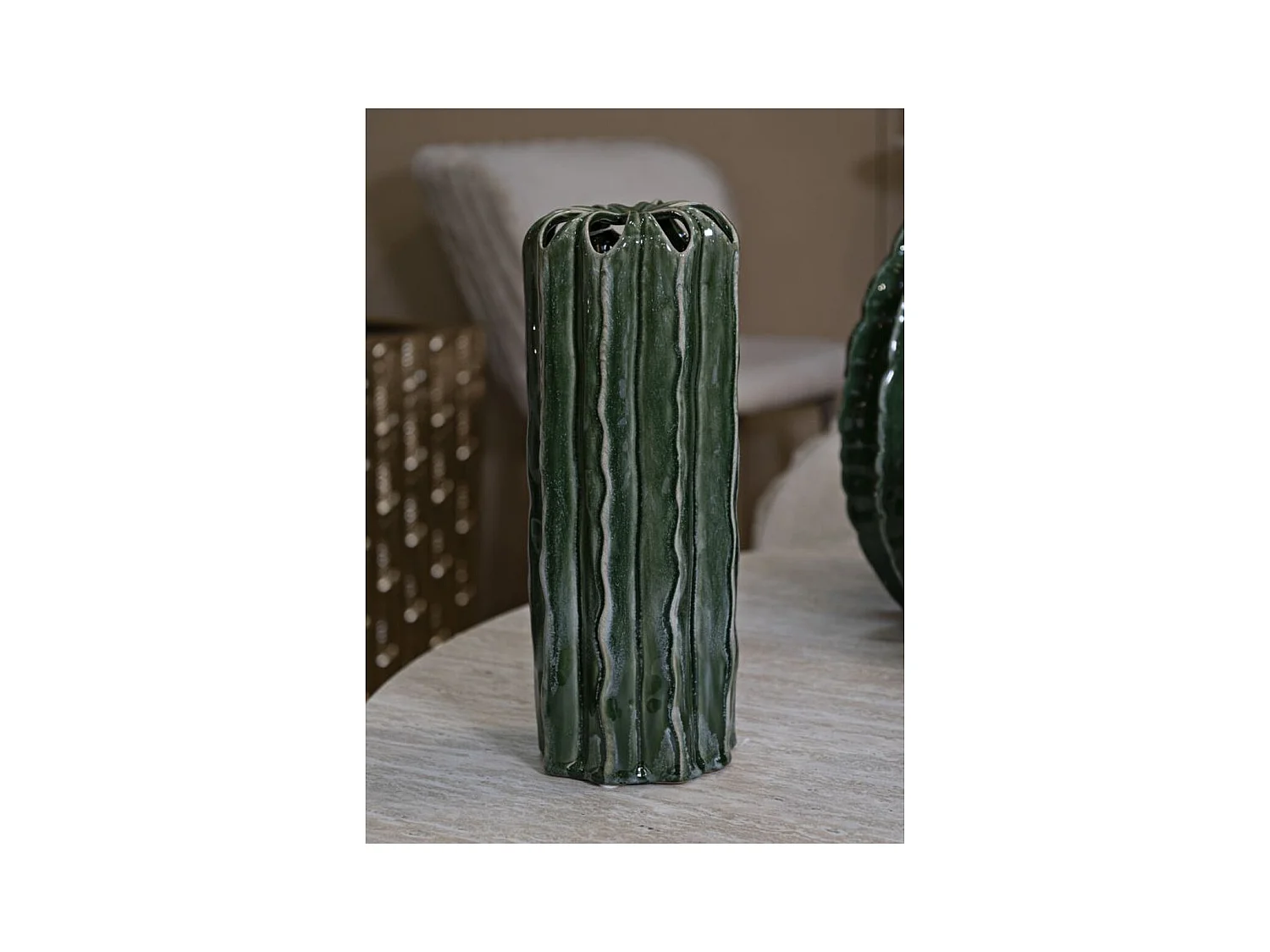 Vase Décoratif MF848, Vert, 12x12x31,5 cm, Seven Design