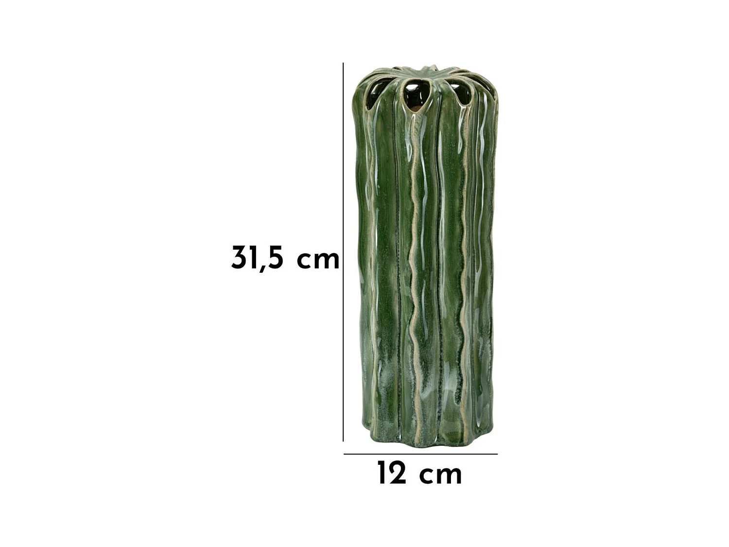 Vase Décoratif MF848, Vert, 12x12x31,5 cm, Seven Design