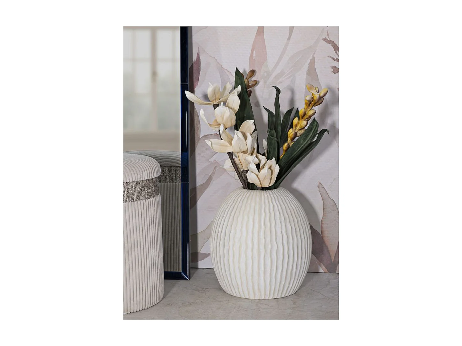 Vase Décoratif MF814, Beige, 36,5x36,5x38 cm, Epikasa