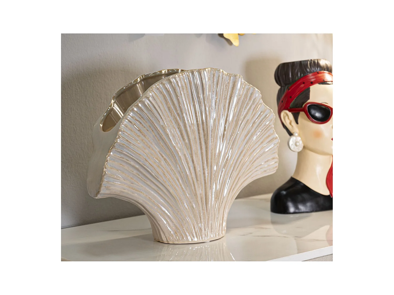 Vase Décoratif MF843, Blanc, 35,5x11,5x27 cm, Seven Design