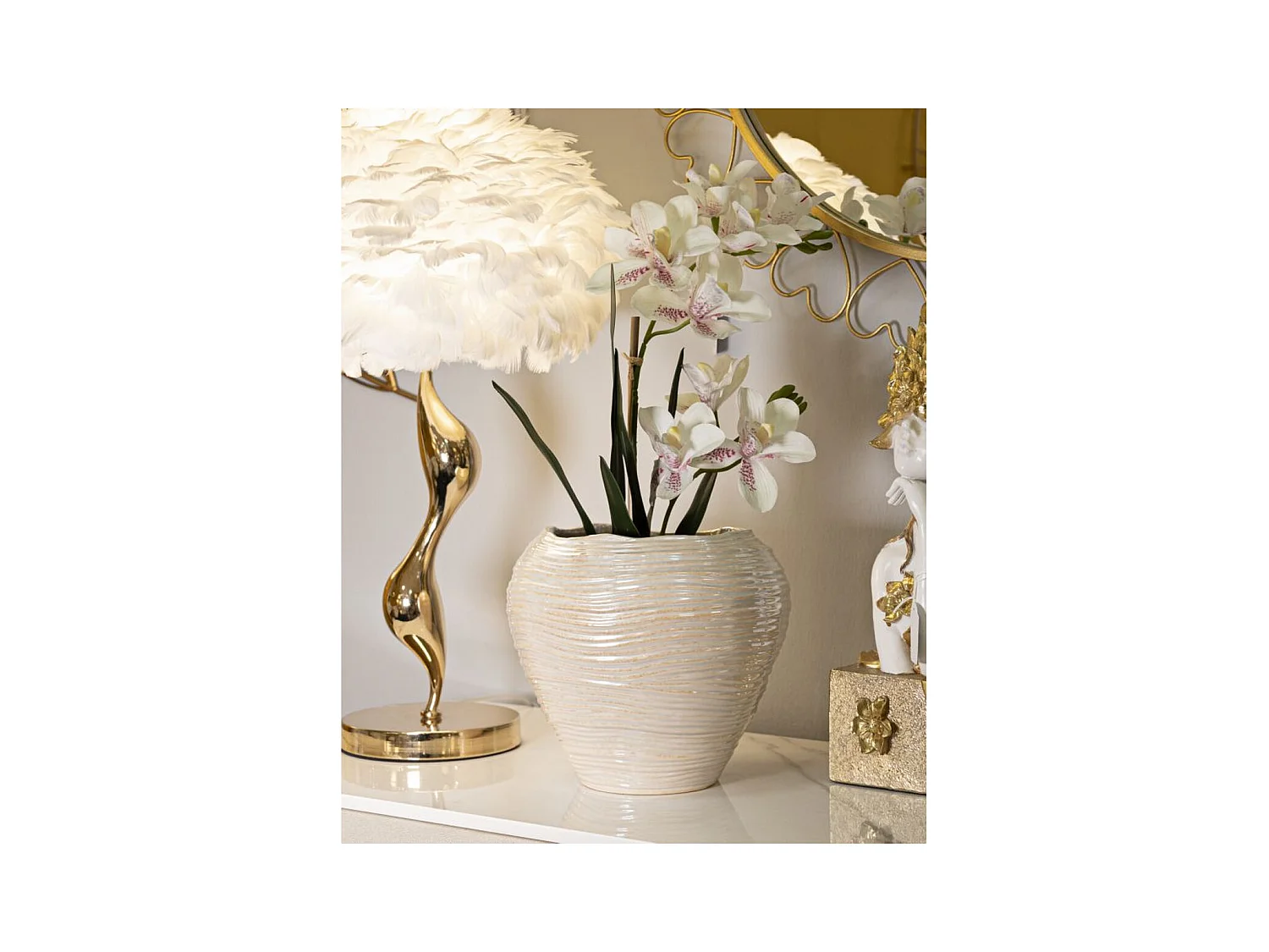 Vase Décoratif MF841, Blanc, 27x27x24 cm, Seven Design