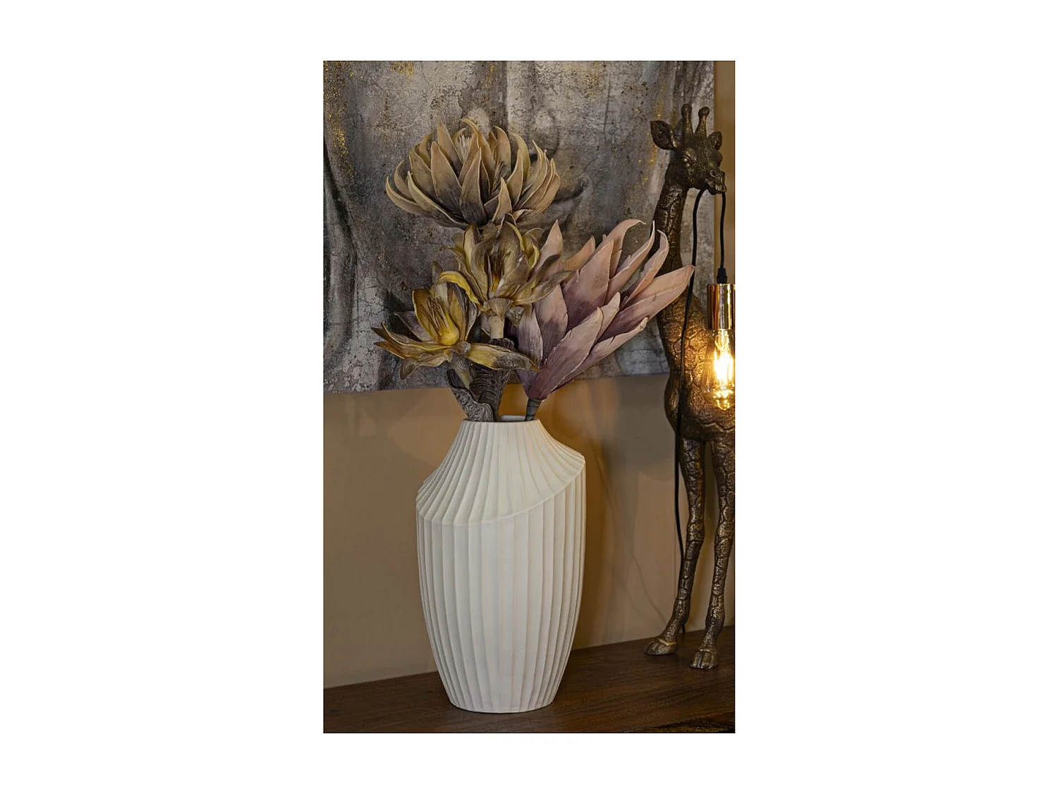 Vase Décoratif MF836, Beige, 22,5x22,5x38 cm, Seven Design