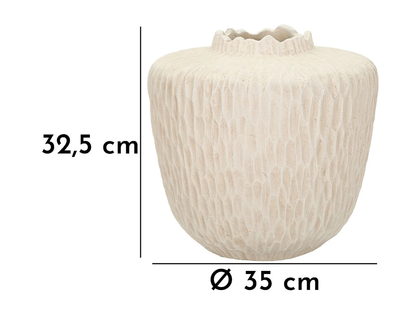Vase Décoratif MF824, Beige, 35x35x32,5 cm, Epikasa