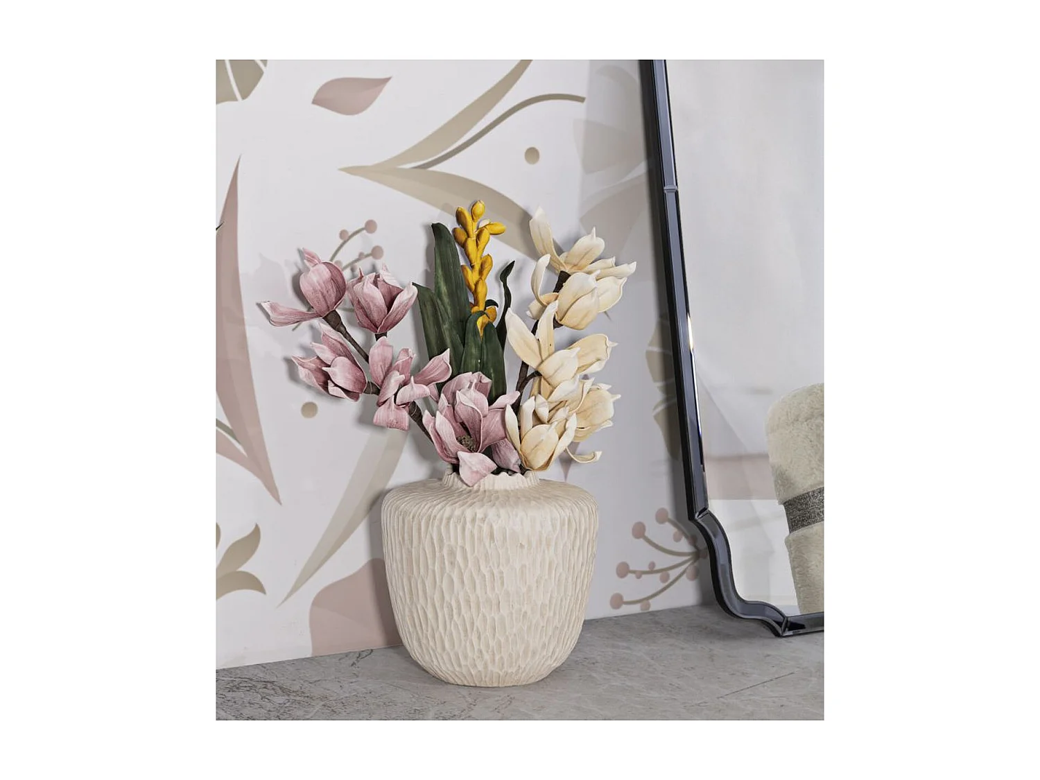 Wazon Dekoracyjny MF824, Beżowy, 35x35x32,5 cm, Seven Design