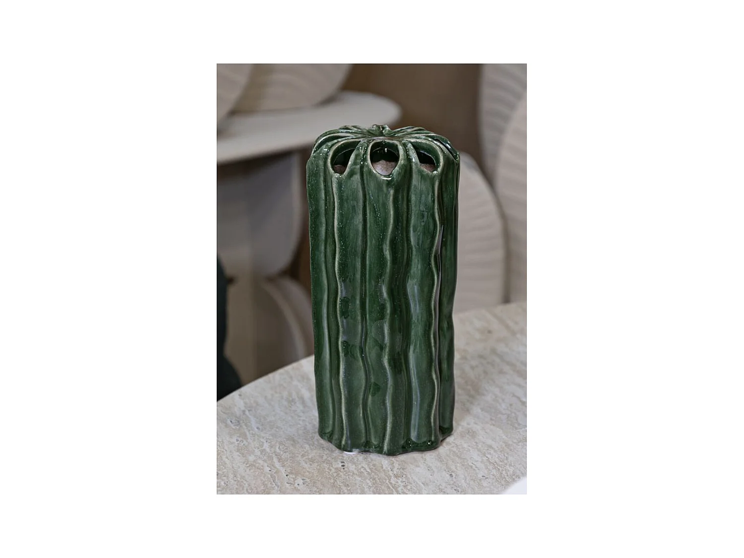 Vase Décoratif MF852, Vert, 11,5x11,5x23,5 cm, Seven Design