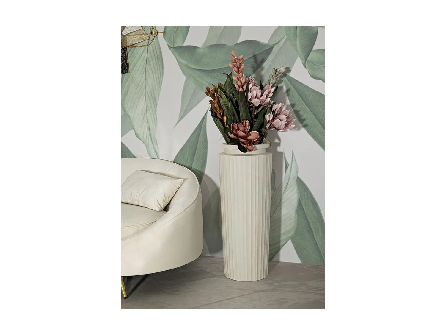 Vase Décoratif MF808, Beige, 32x32x80 cm, Seven Design