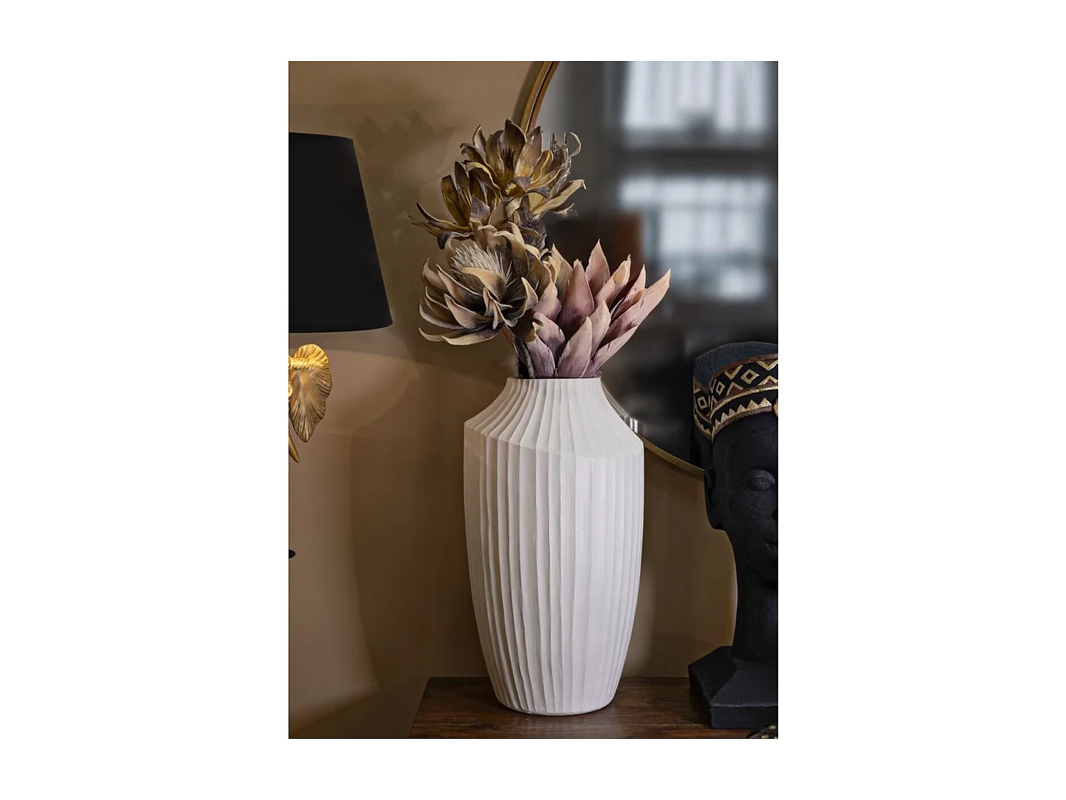 Vase Décoratif MF816, Beige, 28,5x28,5x50,5 cm, Seven Design