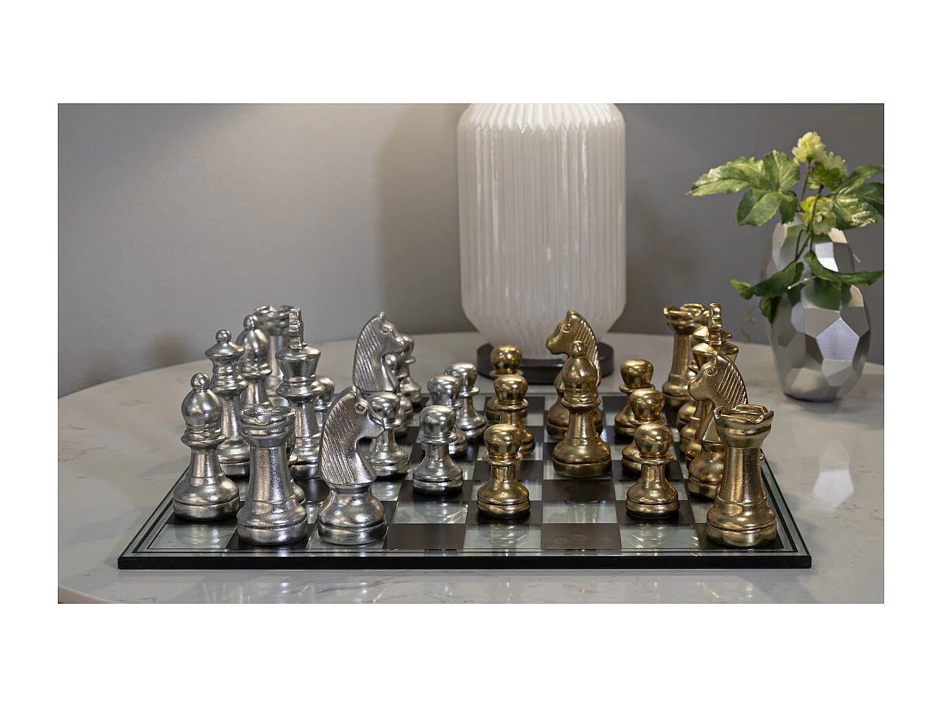 Beeldhouwwerk Schaakbord 1, Veelkleurig, 50,5x50,5x14 cm, Seven Design