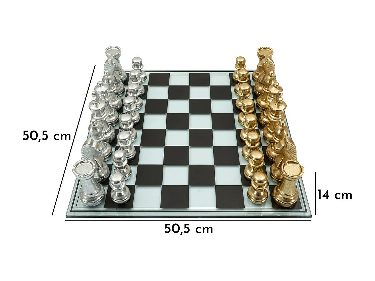 Beeldhouwwerk Schaakbord 1, Veelkleurig, 50,5x50,5x14 cm, Seven Design