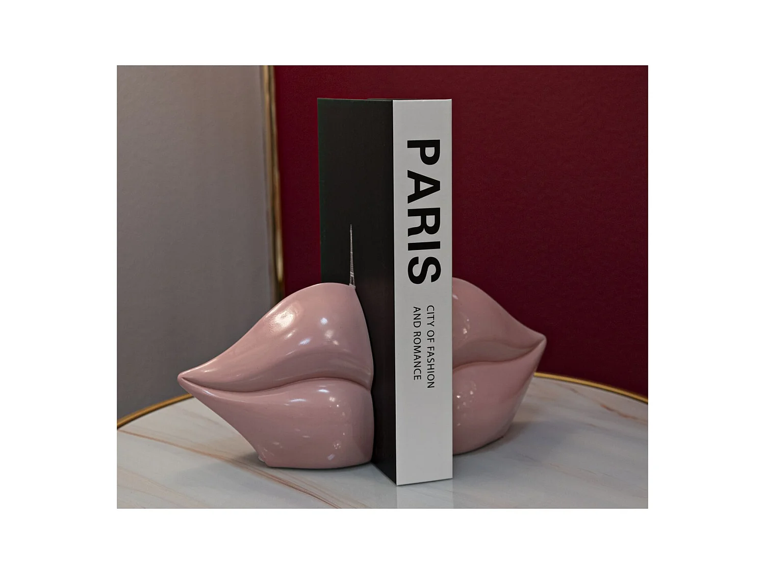 Sculpture Bouche, Rose, 27x9x13 cm, Seven Design