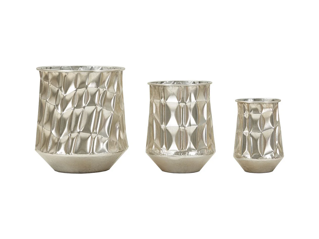 Lot de 3 Pots Décoratifs MF775, Argent, 35x35x38,5 cm, Seven Design