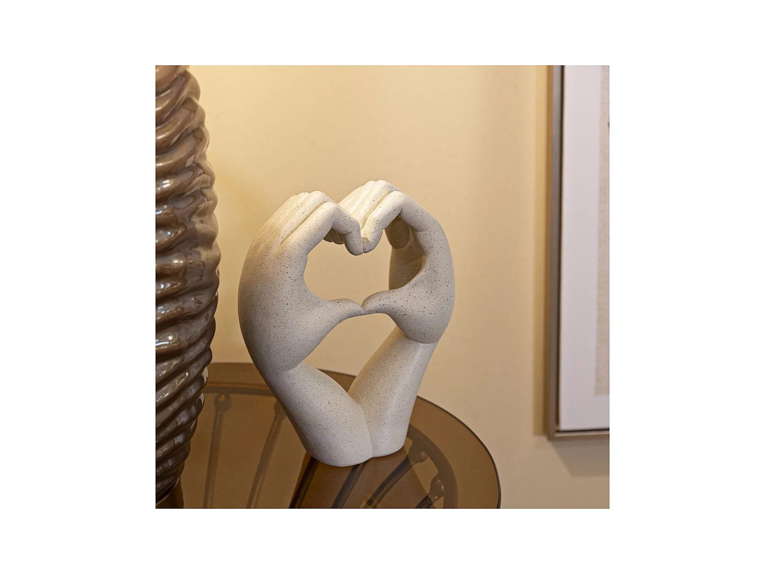 Rzeźba Serce 1, Beżowy, 16,5x7x20 cm, Seven Design