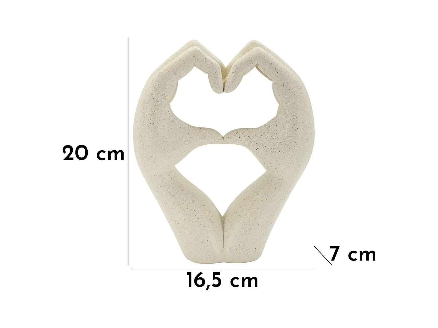 Rzeźba Serce 1, Beżowy, 16,5x7x20 cm, Seven Design