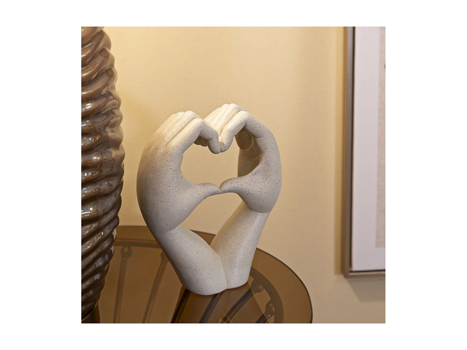 Rzeźba Serce 1, Beżowy, 16,5x7x20 cm, Seven Design